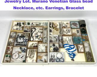 Lot 1359 Collection Vintage Costume Jewelry Lot. Murano Venetian Glass bead Necklace, etc. Earrings, Bracelet