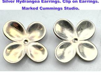 Lot 859 Pr ANGELA CUMMINGS Sterling Silver Hydrangea Earrings. Clip on Earrings. Marked Cummings Studio. 