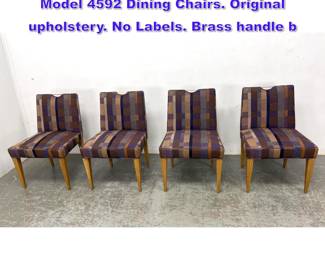 Lot 1337 Set 4 Edward Wormley Dunbar Model 4592 Dining Chairs. Original upholstery. No Labels. Brass handle b