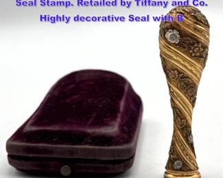 Lot 1119 French Tricolor Gold Metal Wax Seal Stamp. Retailed by Tiffany and Co. Highly decorative Seal with B