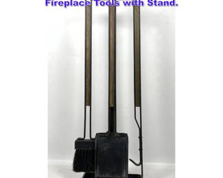 Lot 1055 Mid Century Modern Brass and Iron Fireplace Tools with Stand. 