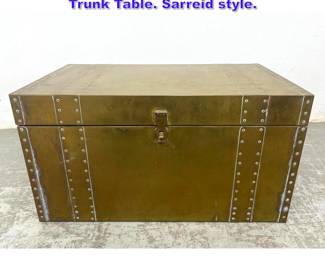 Lot 1018 Vintage Decorator Riveted Brass Trunk Table. Sarreid style. 