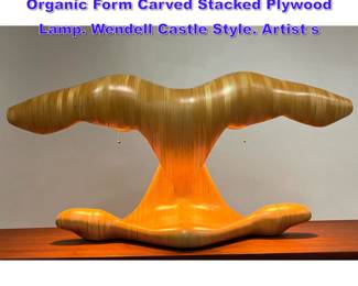 Lot 769 D KNOPP Large Artisan Wood. Organic Form Carved Stacked Plywood Lamp. Wendell Castle Style. Artist s