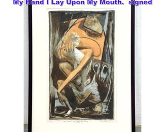 Lot 1094 Benton Spruance Color Lithograph. My Hand I Lay Upon My Mouth. signed 