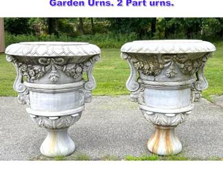 Lot 1073 Pair Large Heavy Solid Marble Garden Urns. 2 Part urns. 