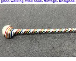 Lot 1167 4.5 ft Handblown Multicolor swirl glass walking stick cane. Vintage. Unsigned. 