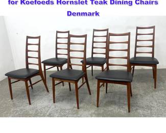 Lot 874 Set 6 Danish Modern Niels Koefoed for Koefoeds Hornslet Teak Dining Chairs Denmark