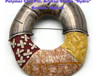 Lot 828 FORD FORLANO Sterling Silver Polymer Clay Pin. Artisan Studio Hydro Brooch. Signed. 