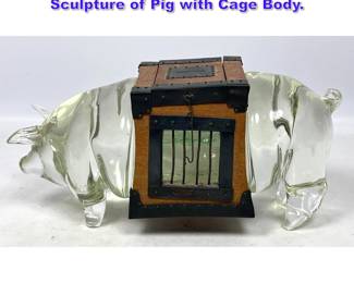 Lot 805 Masako Onodera 2002 Glass Sculpture of Pig with Cage Body. 