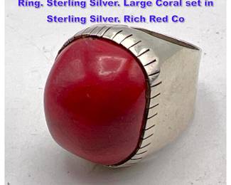 Lot 837 REBECCA COLLINS, Texas, Coral Ring. Sterling Silver. Large Coral set in Sterling Silver. Rich Red Co