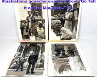Lot 749 4pc BURTON SILVERMAN Original Illustrations gouache on board from Go Tell It on the Mountain. Illu