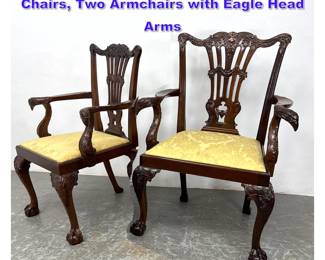 Lot 1231 Pair Mahogany Chippendale Dining Chairs, Two Armchairs with Eagle Head Arms