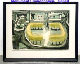 Lot 1095 Benton Spruance Color Lithograph. Monuments Copenhagen. signed 