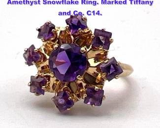 Lot 1285 Tiffany and Co.14k Gold and Amethyst Snowflake Ring. Marked Tiffany and Co. C14.