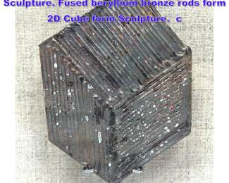 Lot 815 Original HARRY BERTOIA Bronze Sculpture. Fused beryllium bronze rods form 2D Cube form Sculpture. c