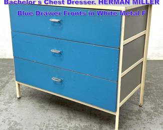 Lot 782 GEORGE NELSON Steel Edge Bachelor s Chest Dresser. HERMAN MILLER Blue Drawer Fronts in White Metal F