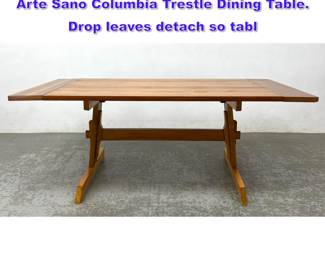 Lot 1016 Mid Century Werner Biermann for Arte Sano Columbia Trestle Dining Table. Drop leaves detach so tabl