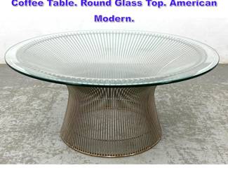 Lot 879 WARREN PLATNER Chrome Rod Coffee Table. Round Glass Top. American Modern. 