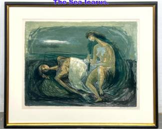 Lot 1098 Benton Spruance Color Lithograph. The Sea Icarus. 