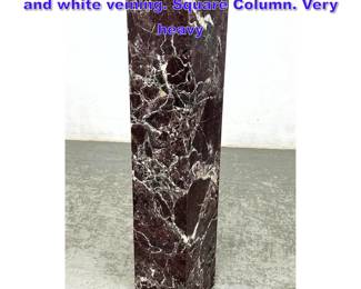 Lot 793 Modernist Marble Pedestal brown and white veining. Square Column. Very heavy