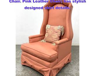 Lot 885 Designer Leather Hooded Lounge Chair. Pink Leather Chair has stylish designed skirt details. 