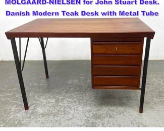 Lot 1243 PETER HVIDT and ORLA MOLGAARDNIELSEN for John Stuart Desk. Danish Modern Teak Desk with Metal Tube 