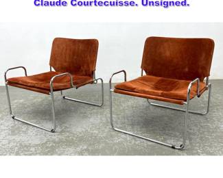 Lot 1218 Pair Kenya Lounge Chairs by Claude Courtecuisse. Unsigned.