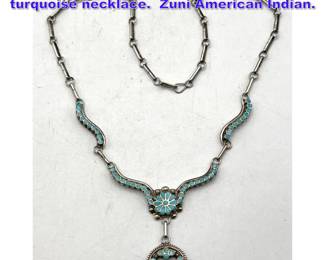 Lot 971 Virgil Dishta sterling silver and turquoise necklace. Zuni American Indian.
