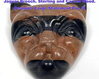 Lot 928 PATRICIA Von MUSULIN Carved Jaguar Brooch. Sterling and Carved Wood. Designer Large Statement Pin. M
