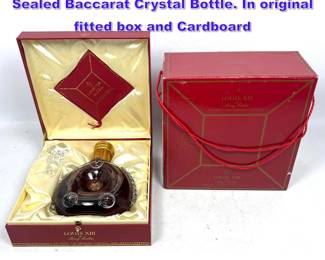 Lot 719 Remy Martin Louis XIII Cognac. Sealed Baccarat Crystal Bottle. In original fitted box and Cardboard 