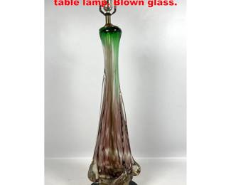 Lot 1700 Vintage Large Seguso style Murano table lamp. Blown glass.