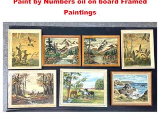 Lot 1939 7pcs Collection of 70s Vintage Paint by Numbers oil on board Framed Paintings