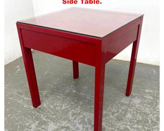 Lot 1992 Mid Century Modern Red Finish Side Table.
