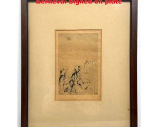 Lot 2105 RENOIR engraving. Sur la plage, A Berneval Signed on plate