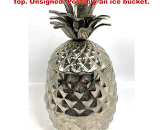 Lot 1616 Aluminum Pineapple with opening top. Unsigned. Possibly an ice bucket.