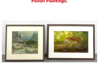 Lot 2109 2pcs Mid Century Modern Art. 2 Pastel Paintings.