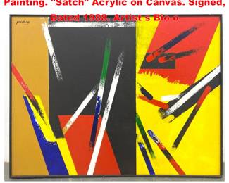 Lot 1850 JON HENRY Modernist Abstract Painting. Satch Acrylic on Canvas. Signed, Dated 1988. Artist s Bio o