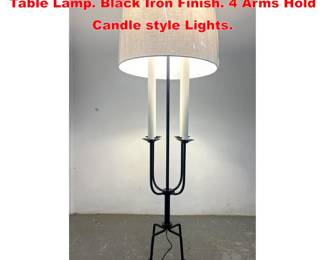 Lot 2056 Parzinger inspired Tall Modernist Table Lamp. Black Iron Finish. 4 Arms Hold Candle style Lights.