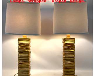 Lot 2052 Pr Gilt Plaster Decorator Modernist Lamps. Wrapped Draped Design.