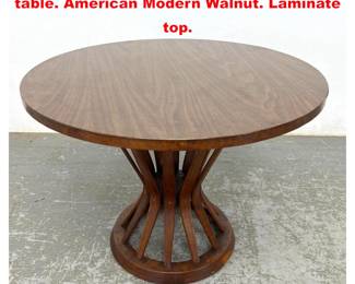 Lot 1974 Dunbar Sheaf of Wheat end side table. American Modern Walnut. Laminate top.