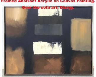 Lot 1825 Artist Signed Vintage Large Framed Abstract Acrylic on Canvas Painting. Over the sofa art. Elergy.