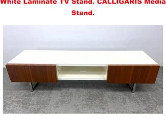 Lot 2048 Contemporary Italian Wood and White Laminate TV Stand. CALLIGARIS Media Stand.