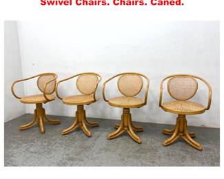 Lot 1746 Set 4 ZPM Radomsko Bentwood Swivel Chairs. Chairs. Caned.