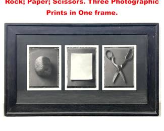 Lot 1810 Framed 3pc Photographic Essay. Rock Paper Scissors. Three Photographic Prints in One frame.