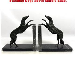 Lot 1604 Pr Figural Bronze Dog Bookends. Standing Dogs above Marble Base. 