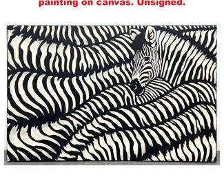Lot 1821 Large Abstract Zebra stripes painting on canvas. Unsigned.