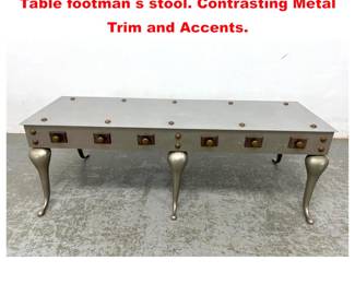 Lot 1794 Steel Six Legged Bench Coffee Table footman s stool. Contrasting Metal Trim and Accents.