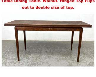Lot 2041 JENS RISOM Flip Top Console Table Dining Table. Walnut. Hinged Top Flips out to double size of top.