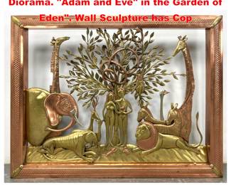 Lot 1739 SERGIO BUSTAMANTE Mixed Metal Diorama. Adam and Eve in the Garden of Eden. Wall Sculpture has Cop