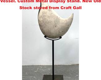 Lot 1740 Artisan Studio Raku Pottery Vessel. Custom Metal Display Stand. New Old Stock stored from Craft Gall